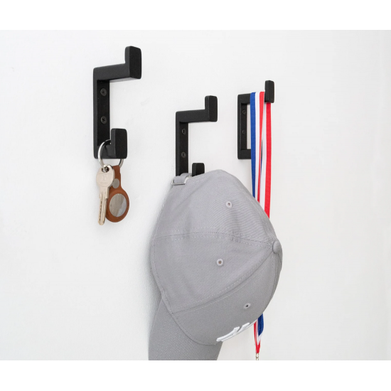 Black double wall clothes hook