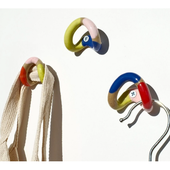 Abstract Color Block Ceramic Wall Hooks